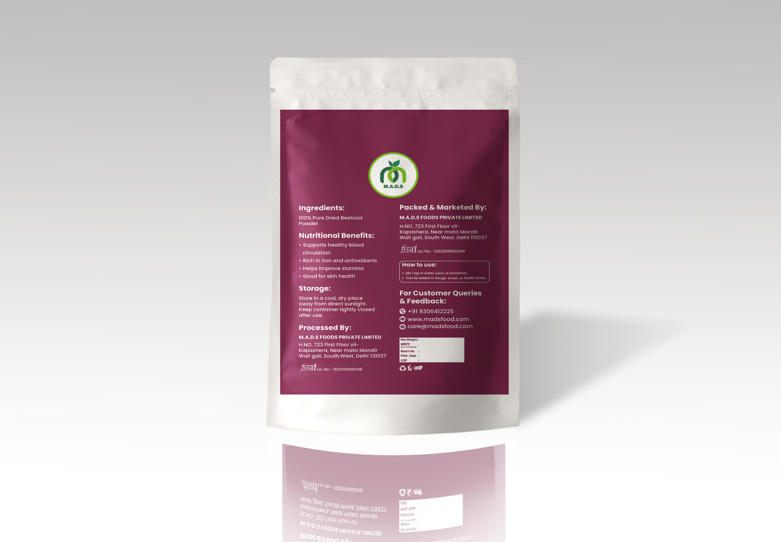 Beetroot powder mockup back